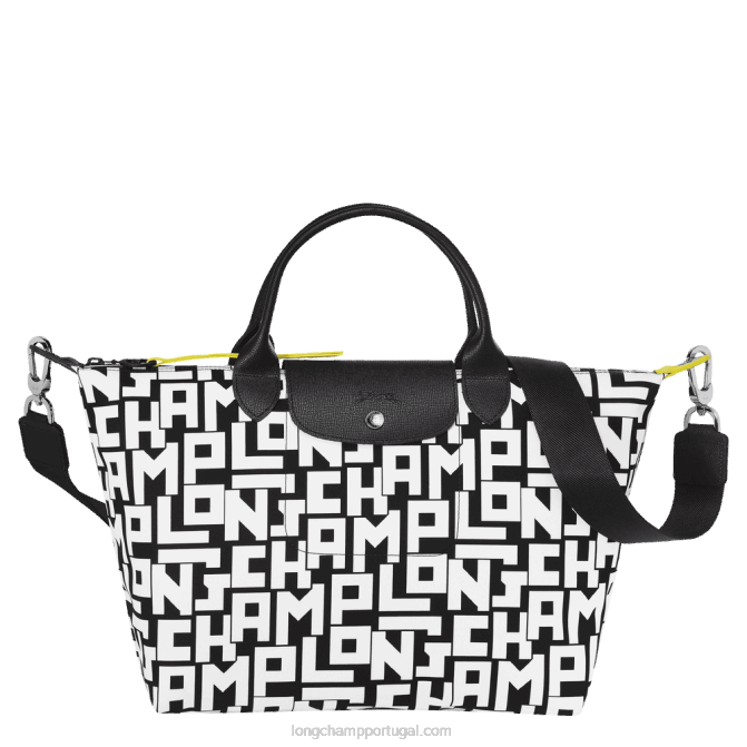 Longchamp 6DPZ91 Preto branco mulheres bolsa lgp le pliage l