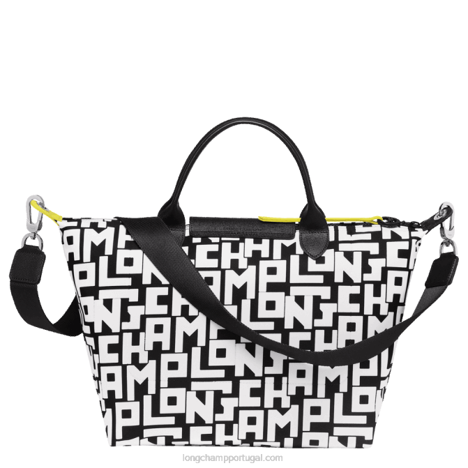 Longchamp 6DPZ91 Preto branco mulheres bolsa lgp le pliage l