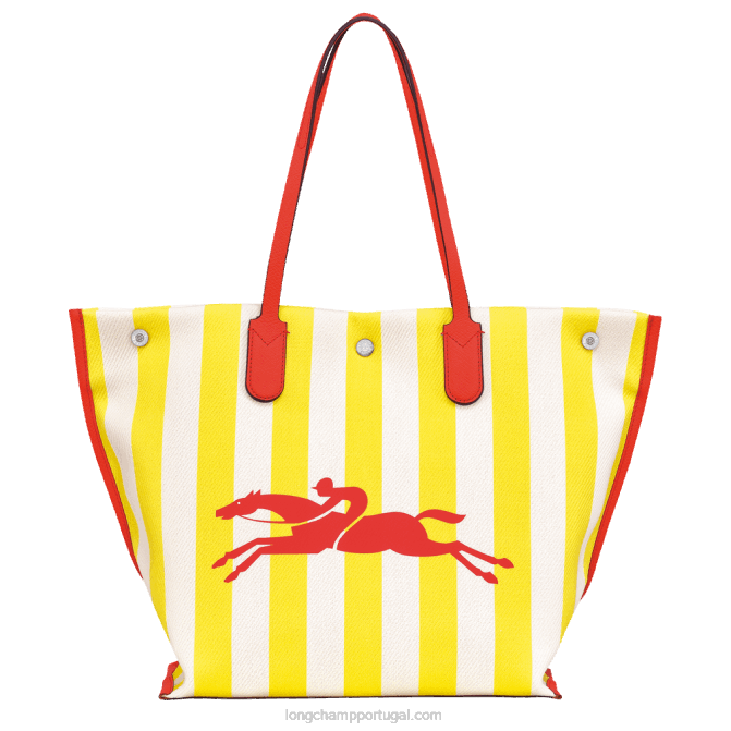 Longchamp 6DPZ364 Branco amarelado mulheres bolsa tote essencial roseau l