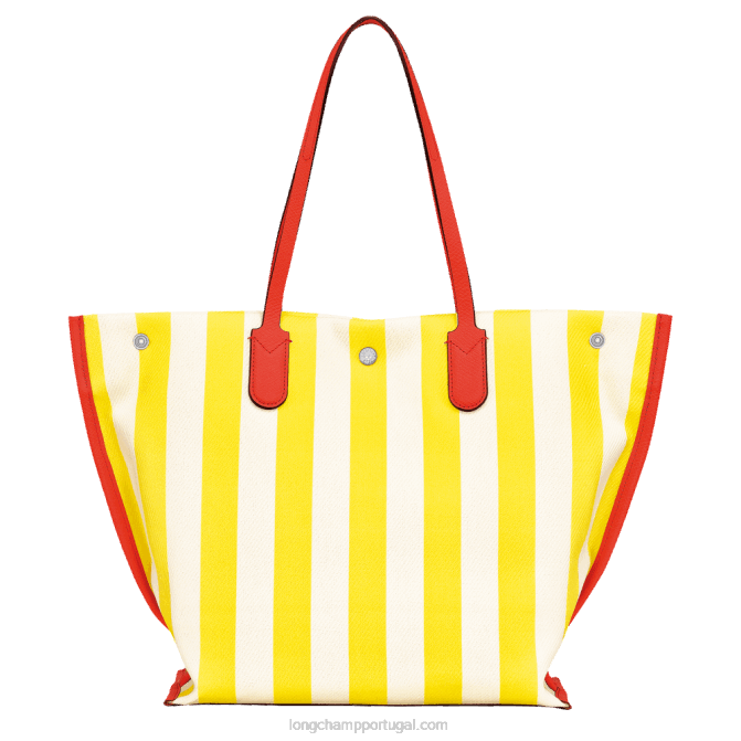 Longchamp 6DPZ364 Branco amarelado mulheres bolsa tote essencial roseau l