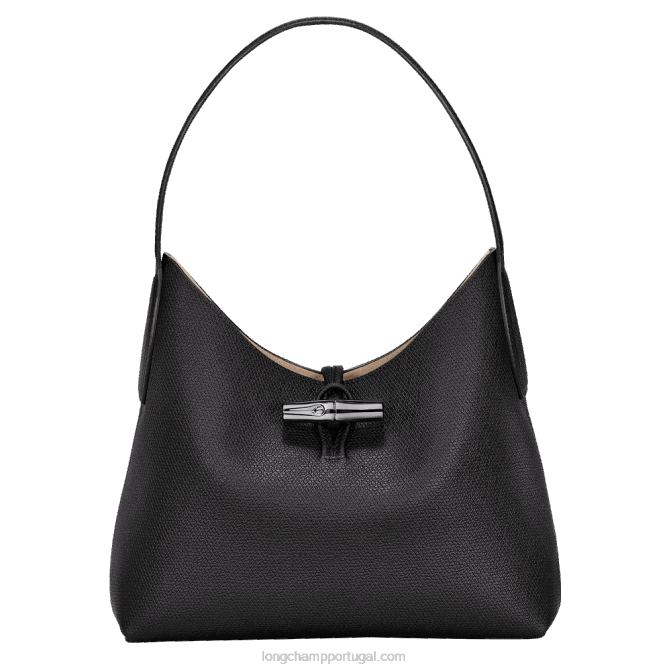 Longchamp 6DPZ375 preto mulheres bolsa hobo roseau m