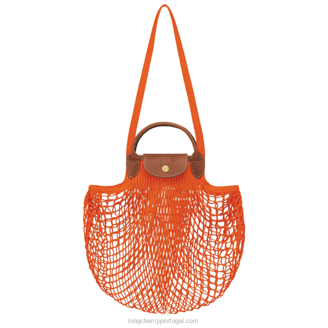 Longchamp 6DPZ3 laranja mulheres bolsa de malha filet le pliage l