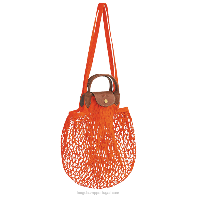 Longchamp 6DPZ3 laranja mulheres bolsa de malha filet le pliage l