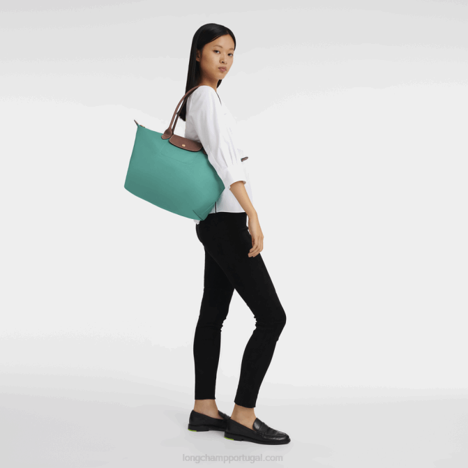 Longchamp 6DPZ418 turquesa mulheres bolsa tote original le pliage l