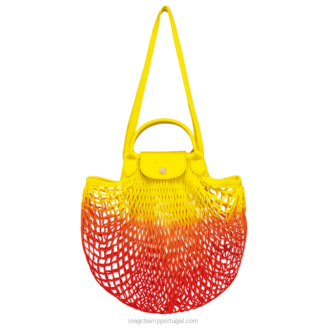 Longchamp 6DPZ8 amarelo alaranjado mulheres bolsa de malha filet le pliage l