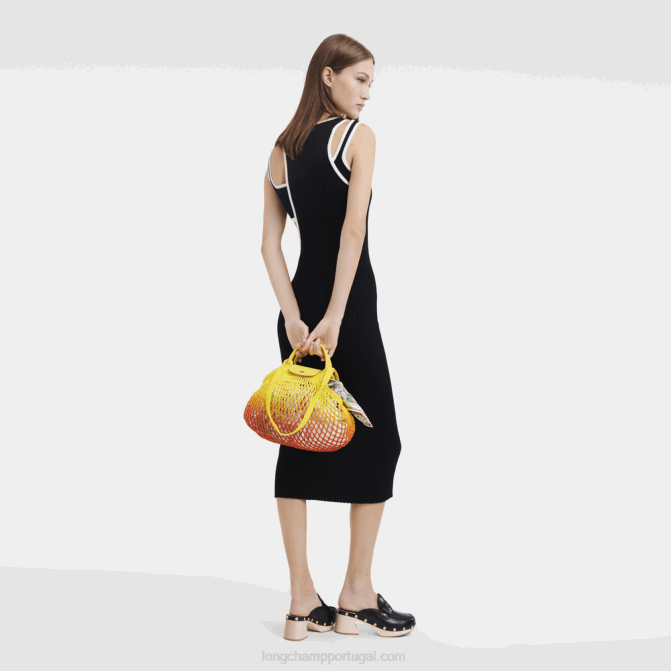 Longchamp 6DPZ8 amarelo alaranjado mulheres bolsa de malha filet le pliage l