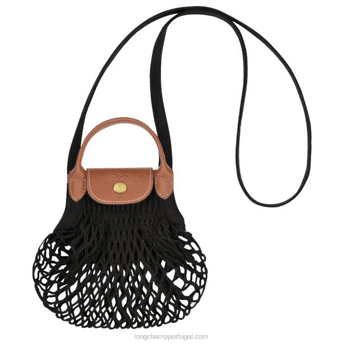 Longchamp 6DPZ218 preto mulheres bolsa de malha filet le pliage xs