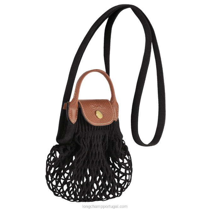 Longchamp 6DPZ218 preto mulheres bolsa de malha filet le pliage xs
