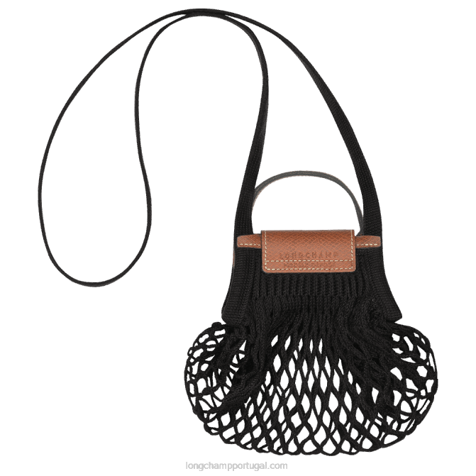 Longchamp 6DPZ218 preto mulheres bolsa de malha filet le pliage xs