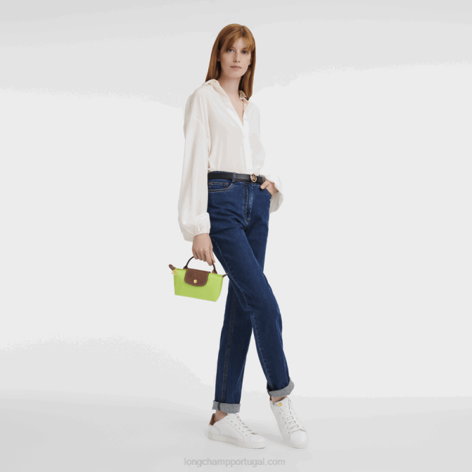 Longchamp 6DPZ663 luz verde mulheres bolsa original le pliage com alça