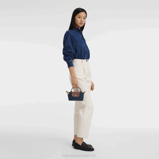 Longchamp 6DPZ665 marinha mulheres bolsa original le pliage com alça