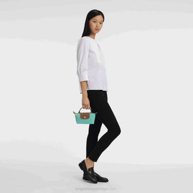 Longchamp 6DPZ666 turquesa mulheres bolsa original le pliage com alça