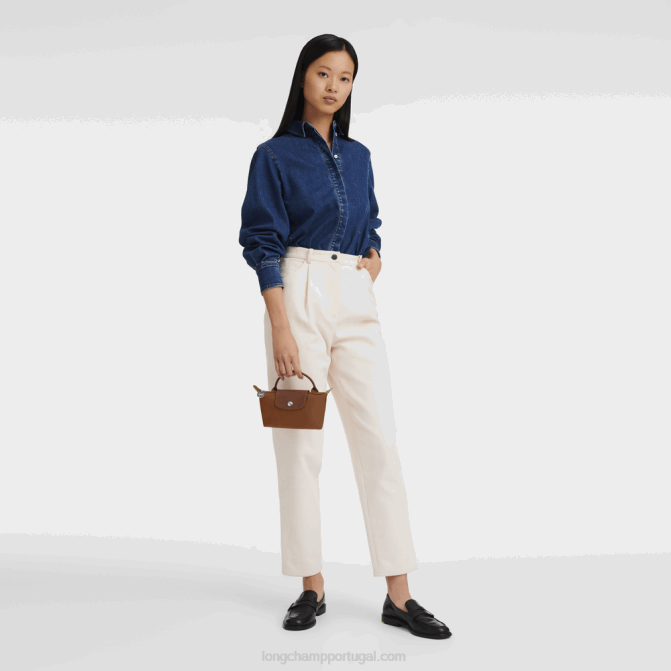Longchamp 6DPZ671 conhaque mulheres bolsa le pliage verde com alça