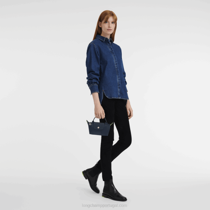 Longchamp 6DPZ673 marinha mulheres bolsa le pliage verde com alça
