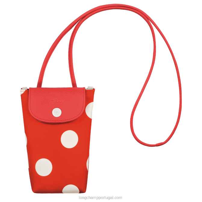 Longchamp 6DPZ676 laranja mulheres capa de telefone coleção le pliage com renda de couro