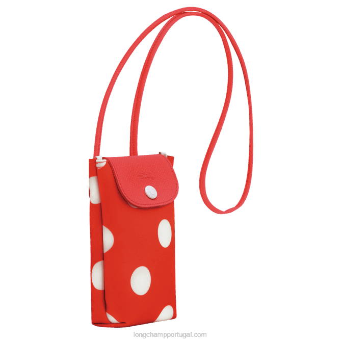 Longchamp 6DPZ676 laranja mulheres capa de telefone coleção le pliage com renda de couro