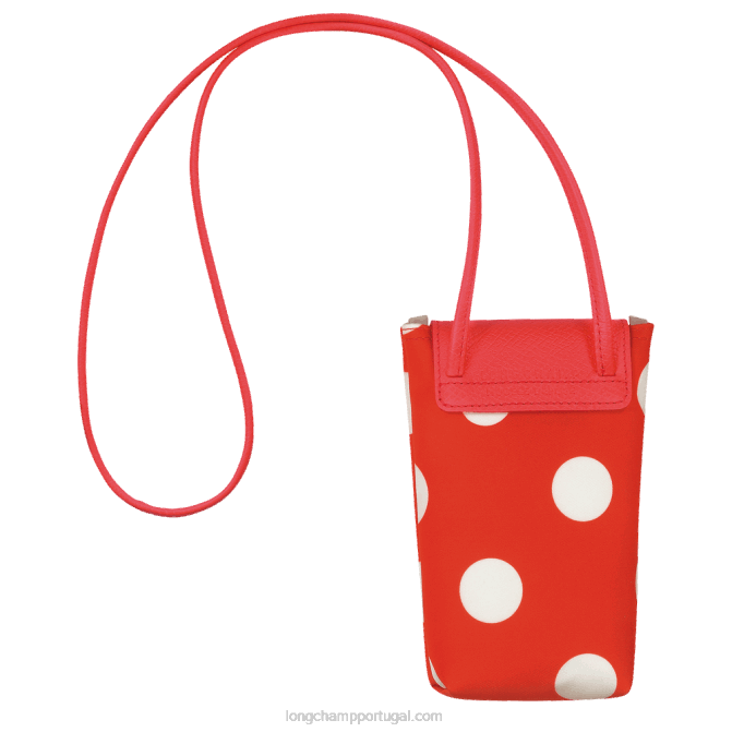 Longchamp 6DPZ676 laranja mulheres capa de telefone coleção le pliage com renda de couro