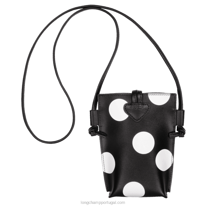 Longchamp 6DPZ682 preto mulheres capa de telefone roseau com renda de couro