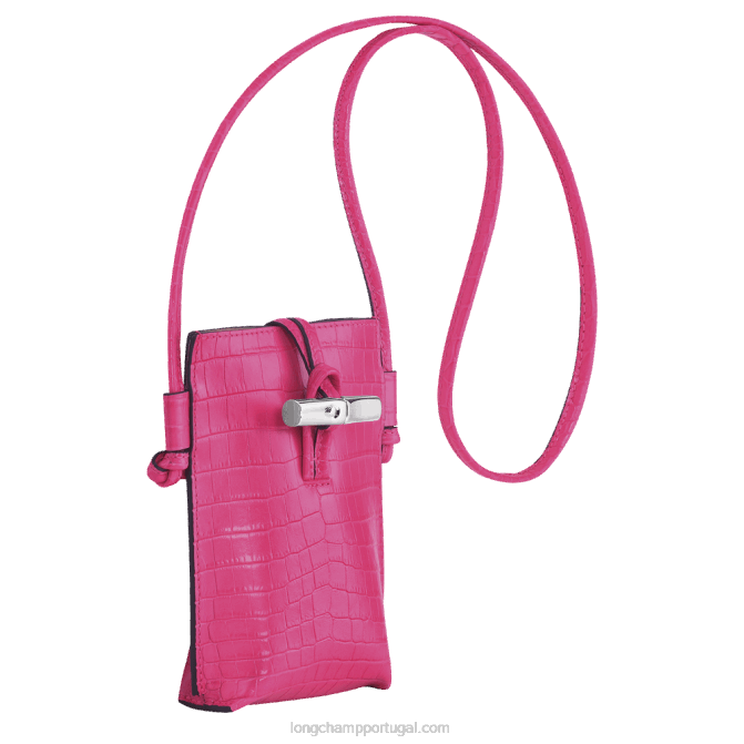Longchamp 6DPZ689 fúcsia mulheres capa de telefone roseau croco com renda