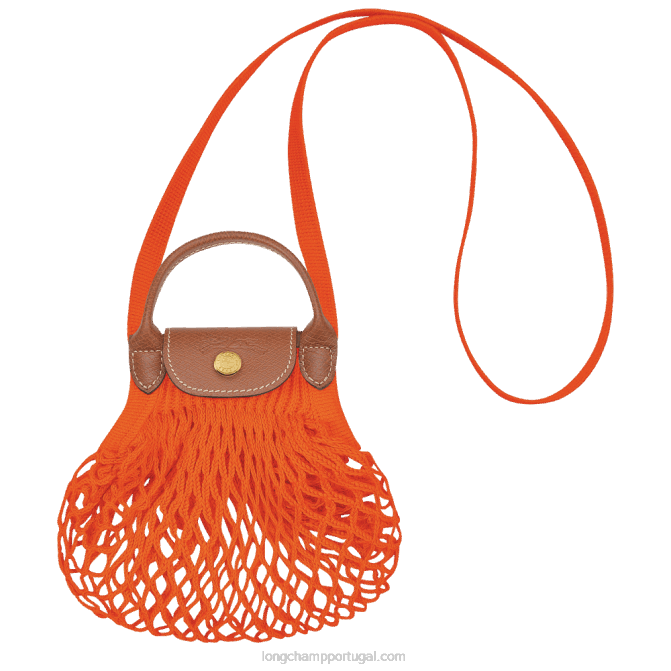 Longchamp 6DPZ6 laranja mulheres bolsa de malha filet le pliage xs