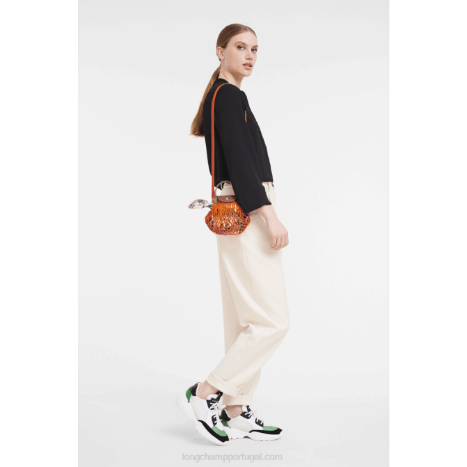 Longchamp 6DPZ6 laranja mulheres bolsa de malha filet le pliage xs