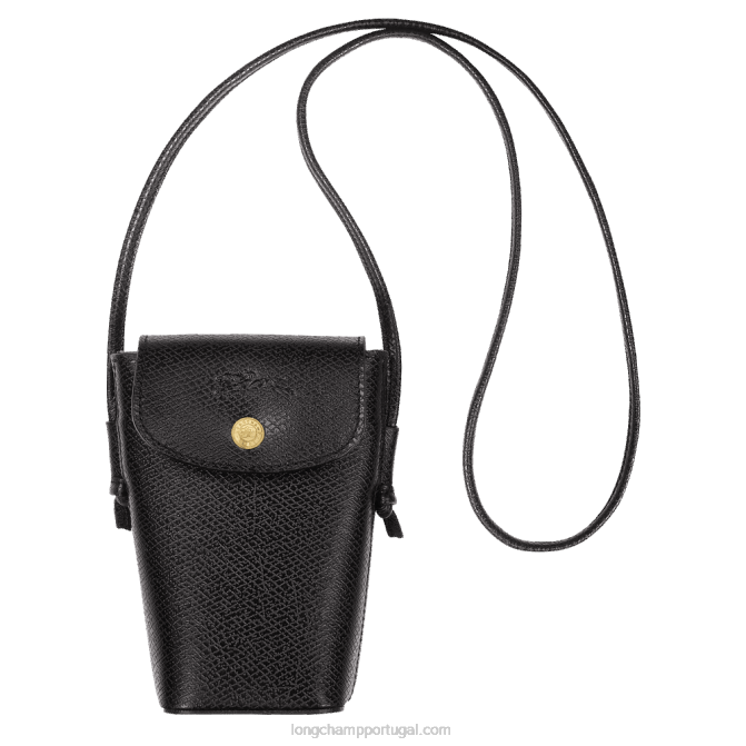 Longchamp 6DPZ706 preto mulheres capa de telefone epure com renda de couro