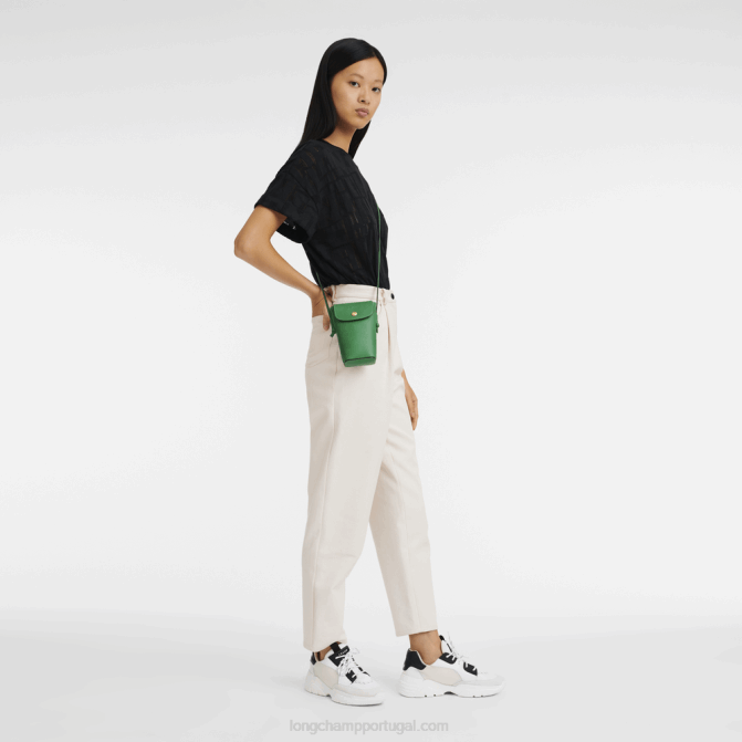 Longchamp 6DPZ709 verde mulheres capa de telefone epure com renda de couro