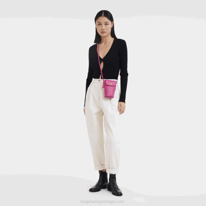 Longchamp 6DPZ710 fúcsia mulheres capa de telefone epure com renda de couro