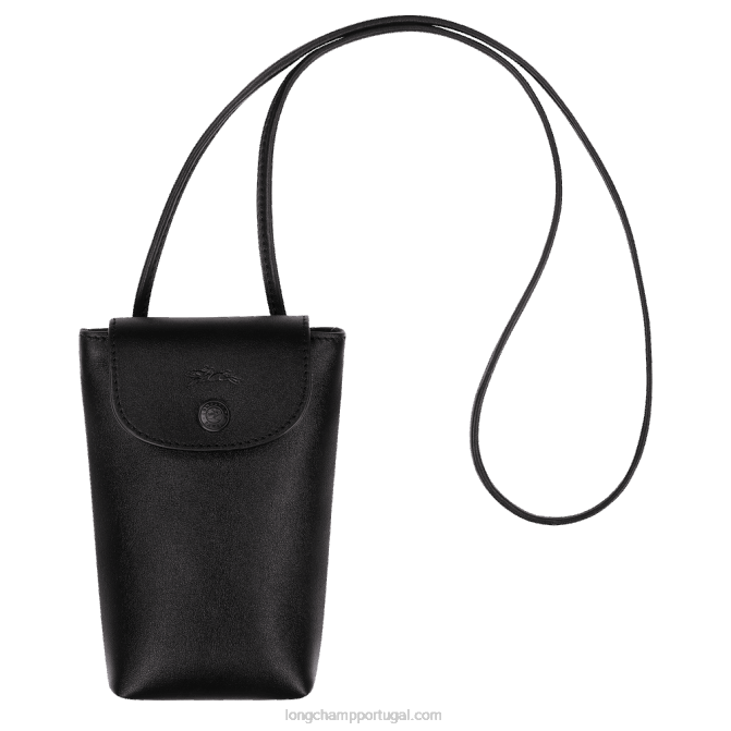 Longchamp 6DPZ717 preto mulheres capa de telefone le pliage xtra com renda de couro