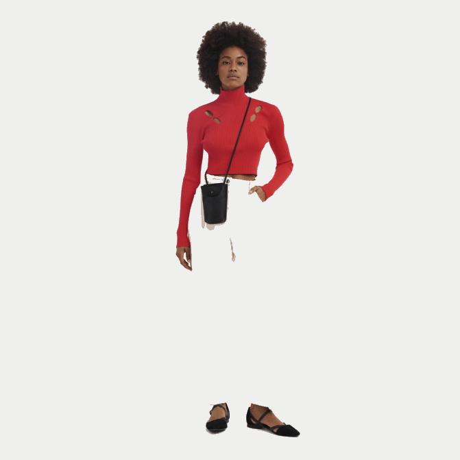 Longchamp 6DPZ717 preto mulheres capa de telefone le pliage xtra com renda de couro