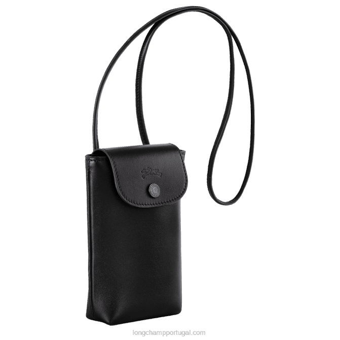 Longchamp 6DPZ717 preto mulheres capa de telefone le pliage xtra com renda de couro