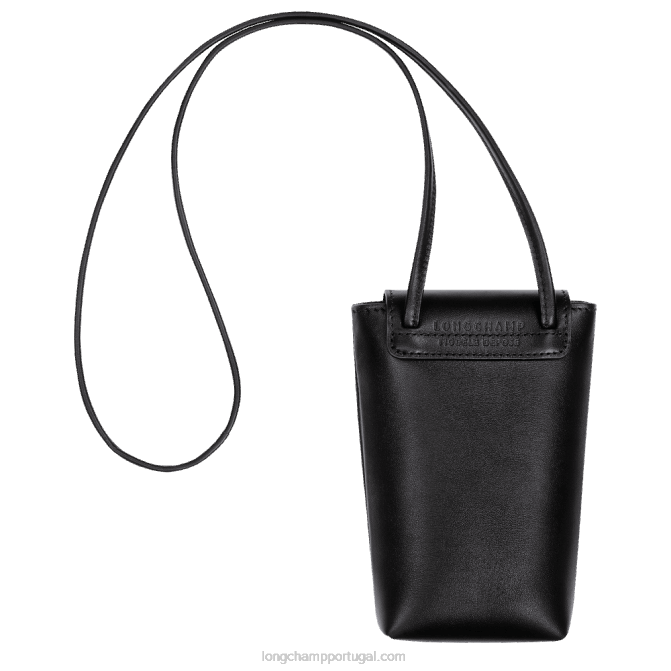 Longchamp 6DPZ717 preto mulheres capa de telefone le pliage xtra com renda de couro