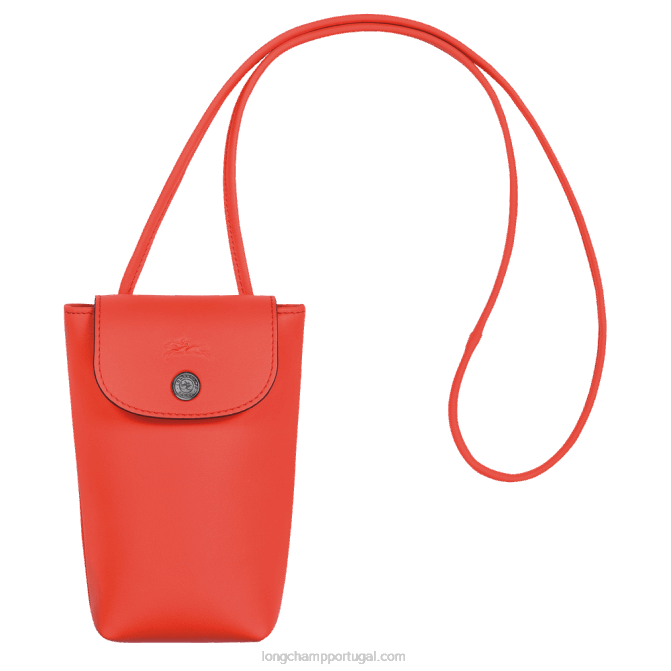 Longchamp 6DPZ718 laranja mulheres capa de telefone le pliage xtra com renda de couro