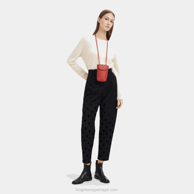 Longchamp 6DPZ718 laranja mulheres capa de telefone le pliage xtra com renda de couro