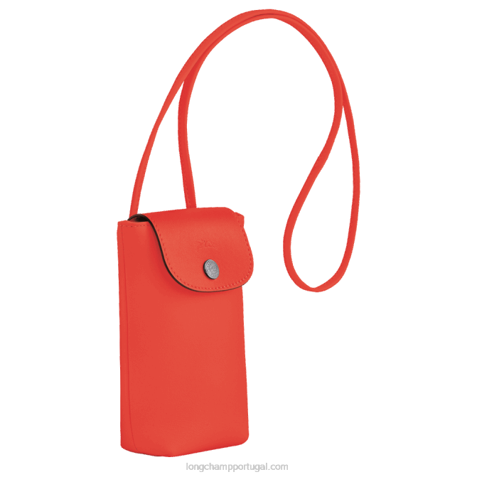 Longchamp 6DPZ718 laranja mulheres capa de telefone le pliage xtra com renda de couro