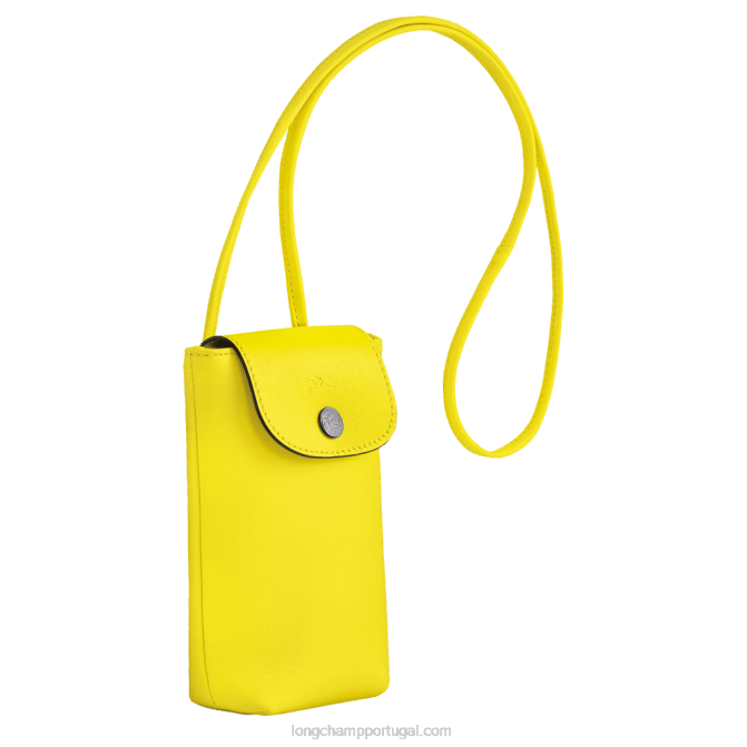 Longchamp 6DPZ719 limão mulheres capa de telefone le pliage xtra com renda de couro