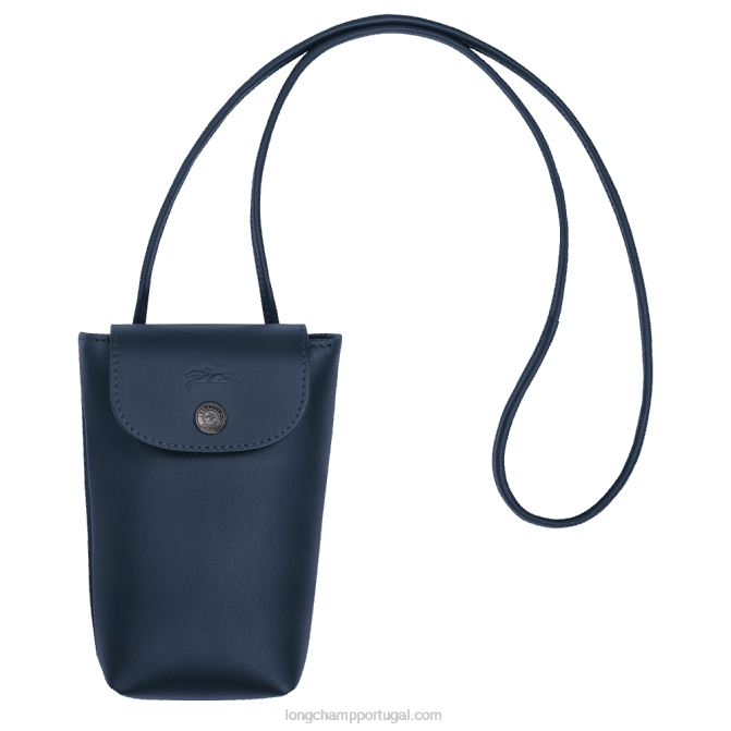 Longchamp 6DPZ720 marinha mulheres capa de telefone le pliage xtra com renda de couro
