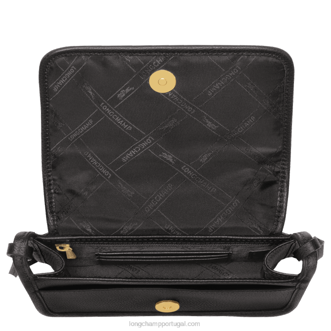 Longchamp 6DPZ327 preto mulheres carteira Le Foulonne com corrente