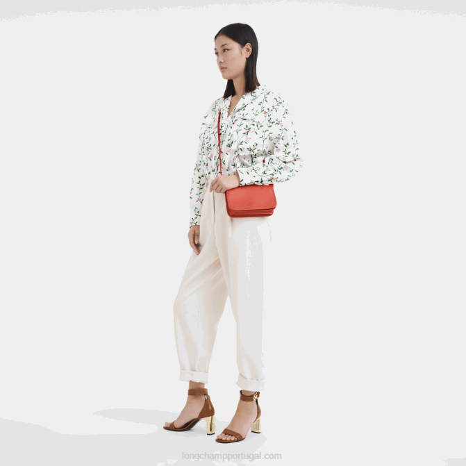 Longchamp 6DPZ328 laranja mulheres carteira Le Foulonne com corrente
