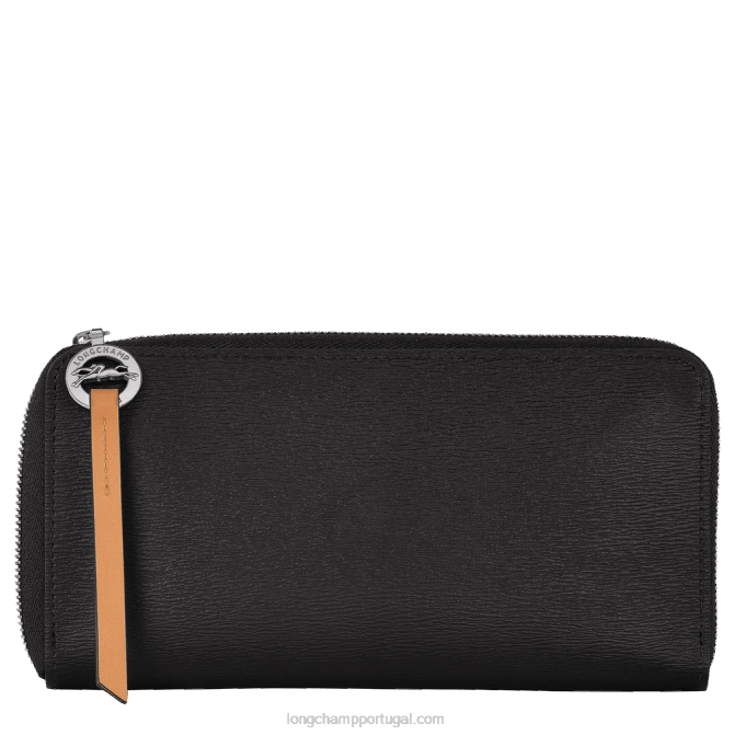 Longchamp 6DPZ550 preto mulheres carteira city com fecho de correr le pliage