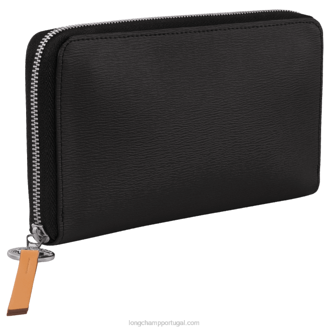 Longchamp 6DPZ550 preto mulheres carteira city com fecho de correr le pliage