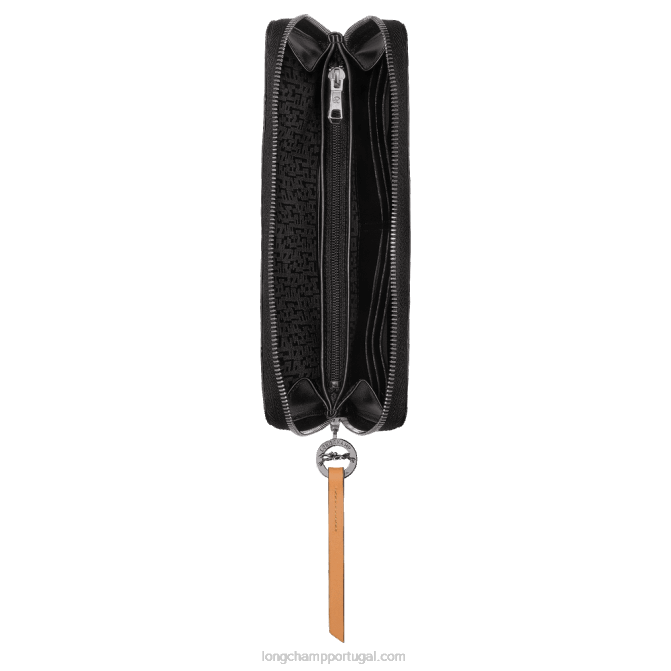 Longchamp 6DPZ550 preto mulheres carteira city com fecho de correr le pliage