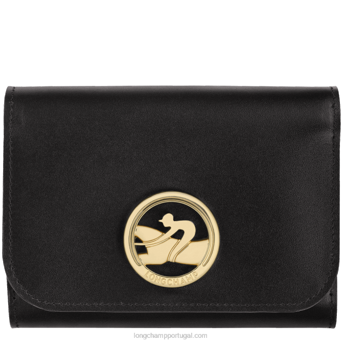 Longchamp 6DPZ554 preto mulheres carteira box trot