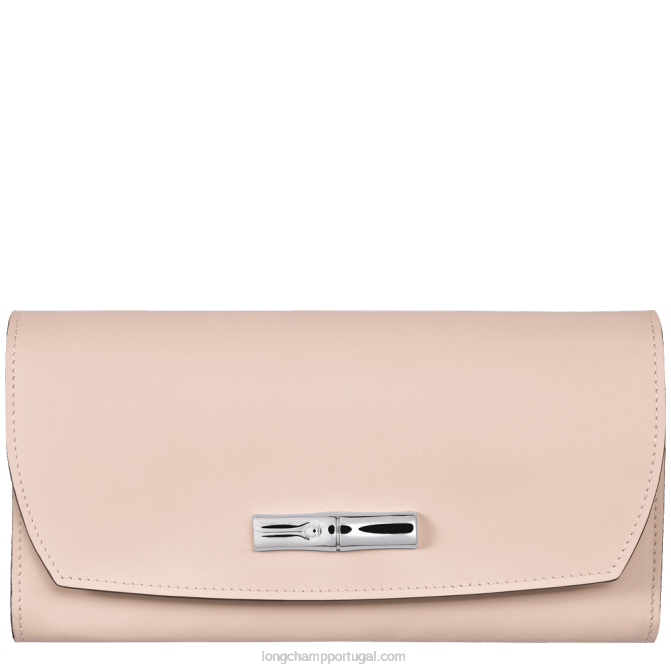 Longchamp 6DPZ567 Rosa pálido mulheres carteira continental roseau