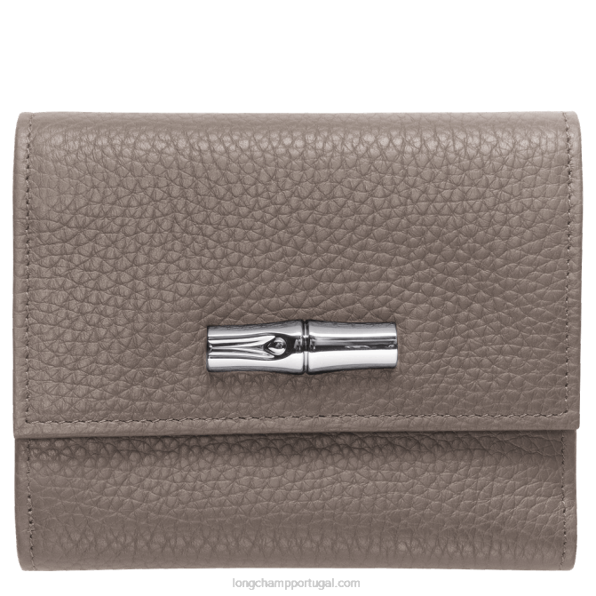 Longchamp 6DPZ570 cinza mulheres carteira compacta essencial roseau