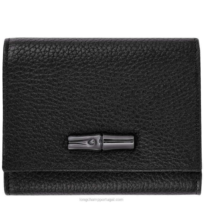 Longchamp 6DPZ571 preto mulheres carteira essencial roseau