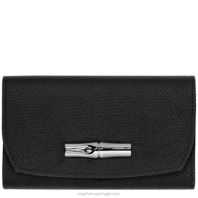 Longchamp 6DPZ575 preto mulheres carteira roseau