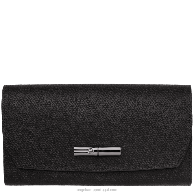 Longchamp 6DPZ587 preto mulheres carteira continental roseau