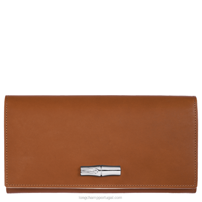 Longchamp 6DPZ594 conhaque mulheres carteira continental roseau