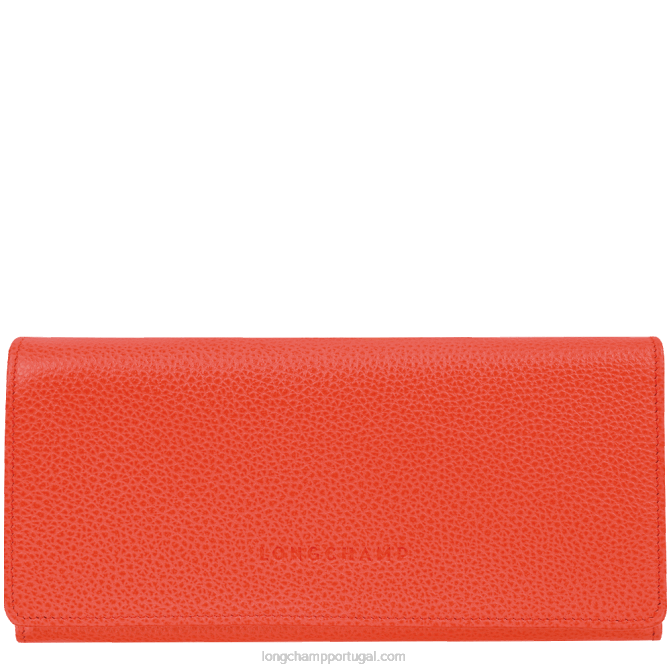 Longchamp 6DPZ603 laranja mulheres carteira continental Le Foulonne